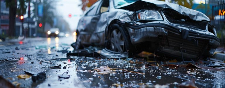 Car accident scene in Gwinnett County, GA